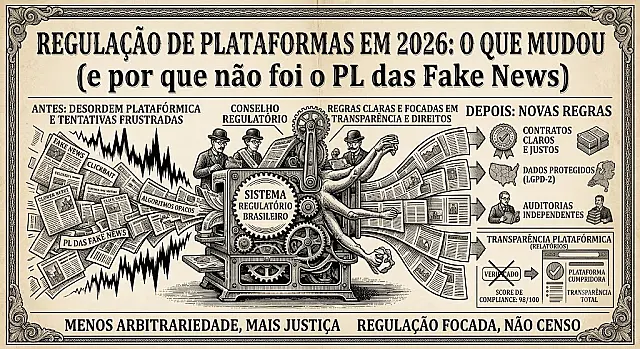 Regulação de plataformas em 2026: o que mudou (e por que não foi o PL das Fake News)