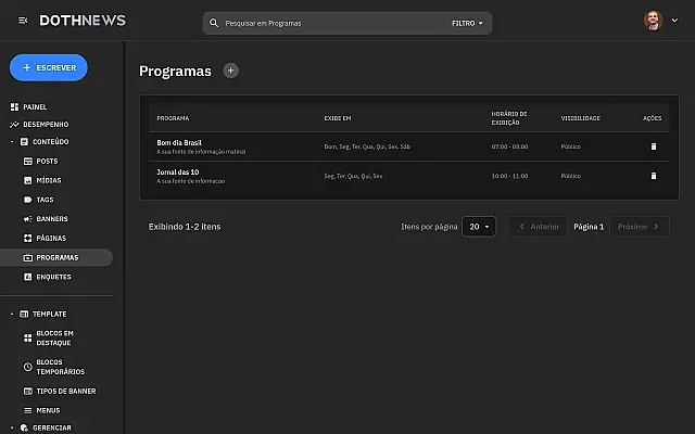 Grade de programação no site: como emissoras de TV e rádio organizam a programação no portal de notícias